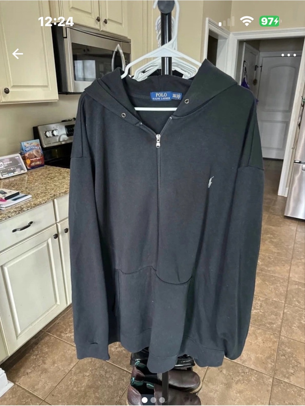 Polo by Ralph Lauren Men’s Black Half-Zip Hoodie Hoodie